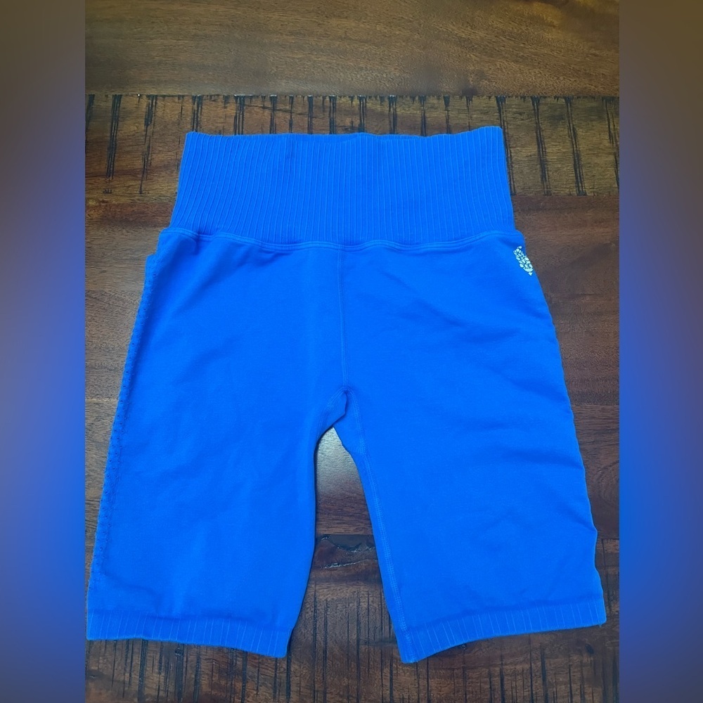 FP Movement by Free People High-Rise Ribbed Bike Shorts - Blue